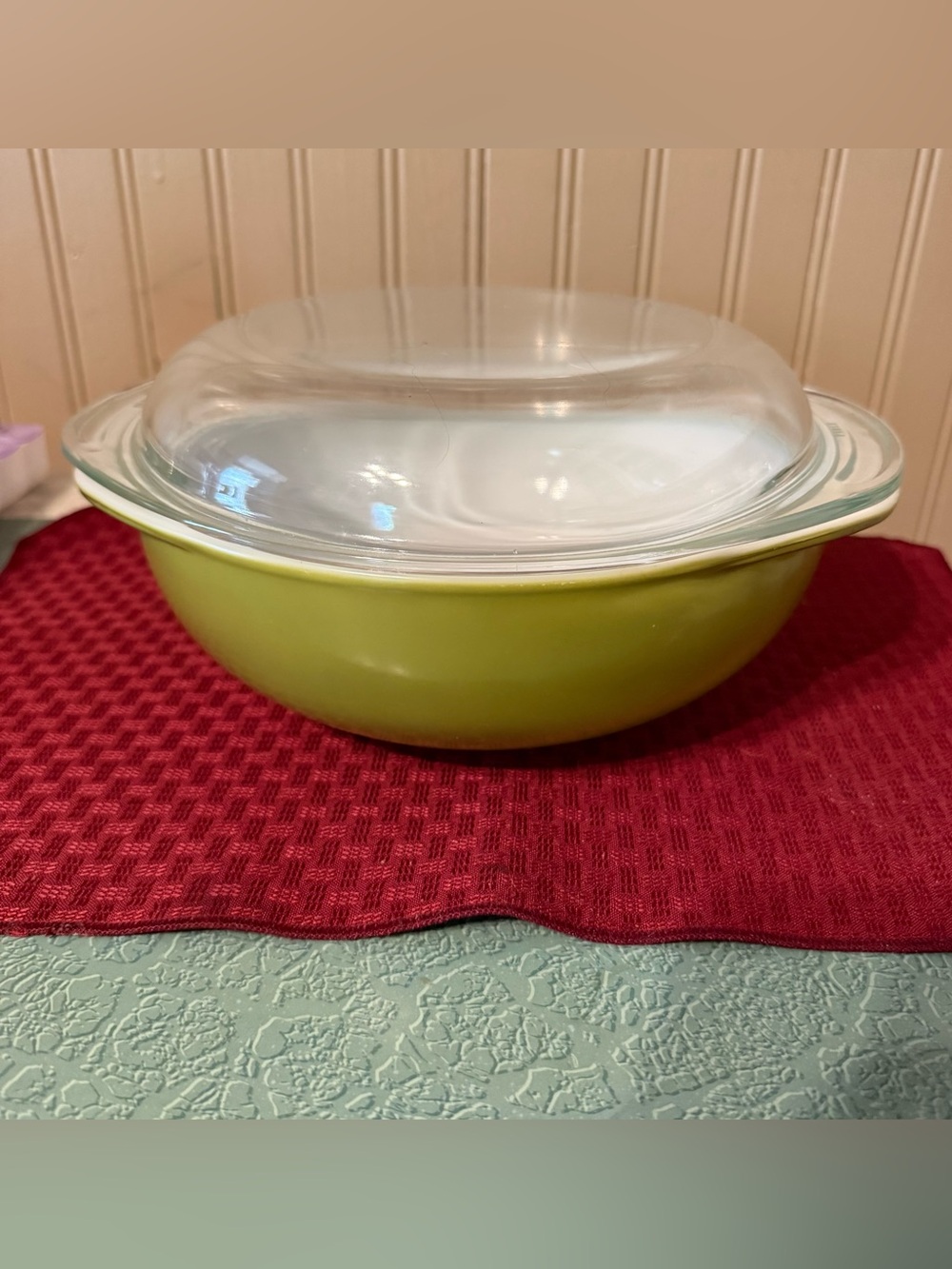 Vintage Pyrex Avocado Green Casserole with Lid Pyrex 024, 2 Quart Casserole Dish